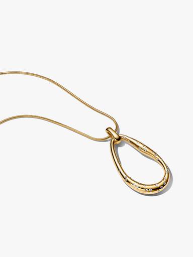 Collier avec Pendentif XL Serti de Forme Organique Doré