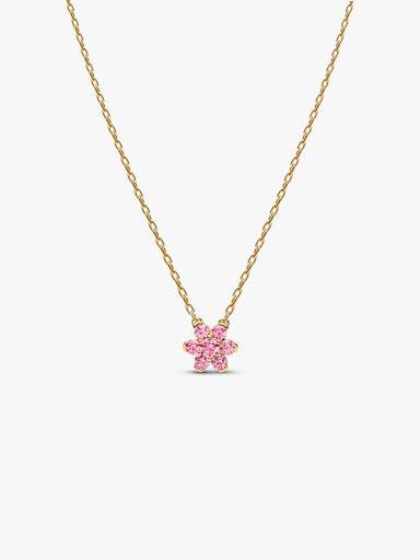 Collier à Pendentif Fleur Rose Scintillante