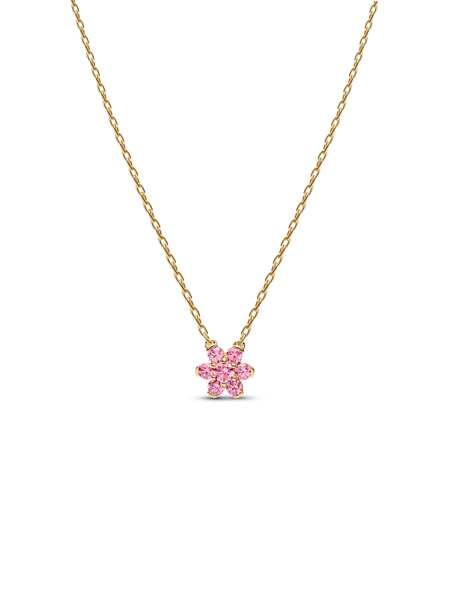 Collier à Pendentif Fleur Rose Scintillante