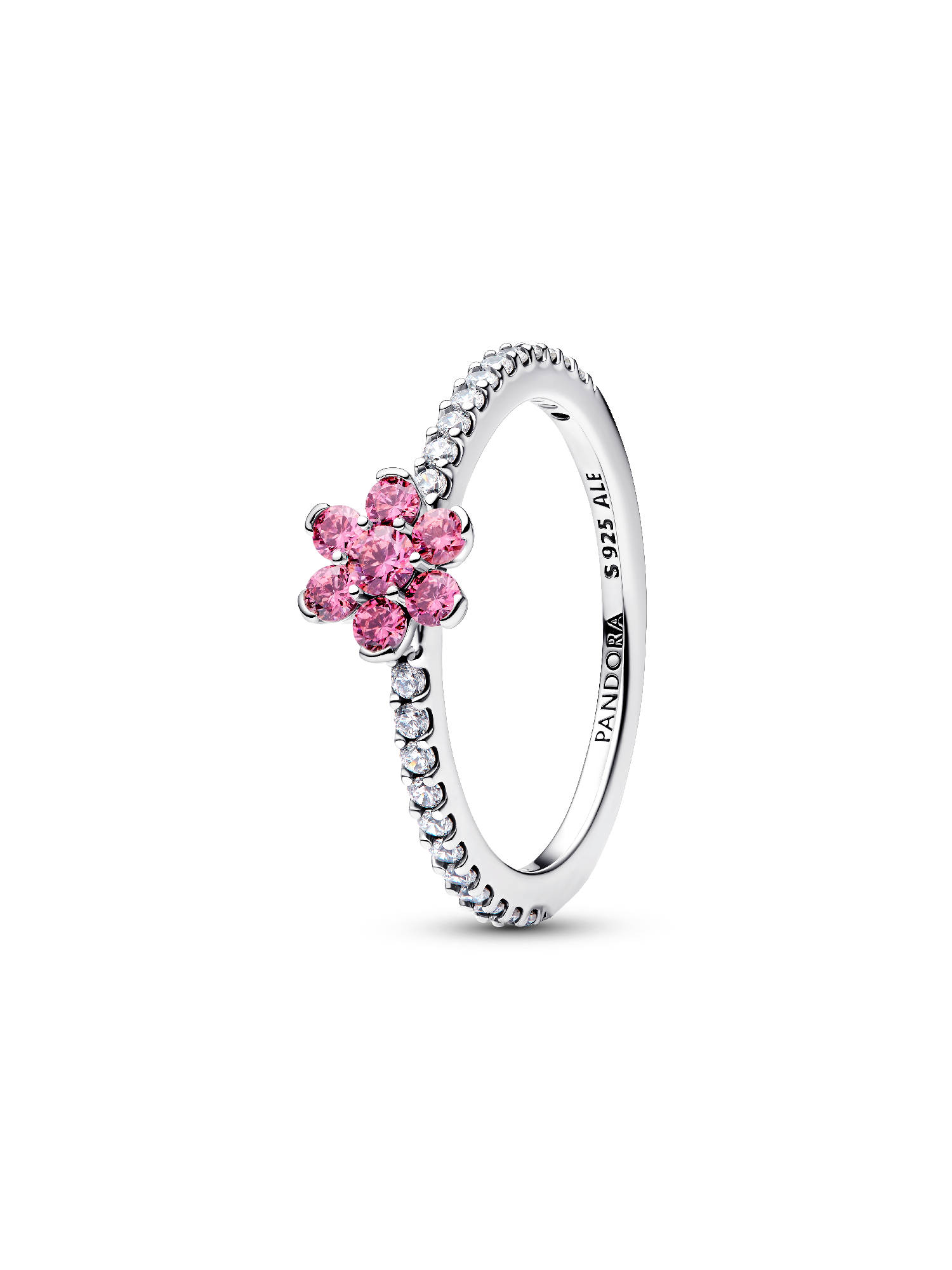 Bague Fleur Rose Scintillante