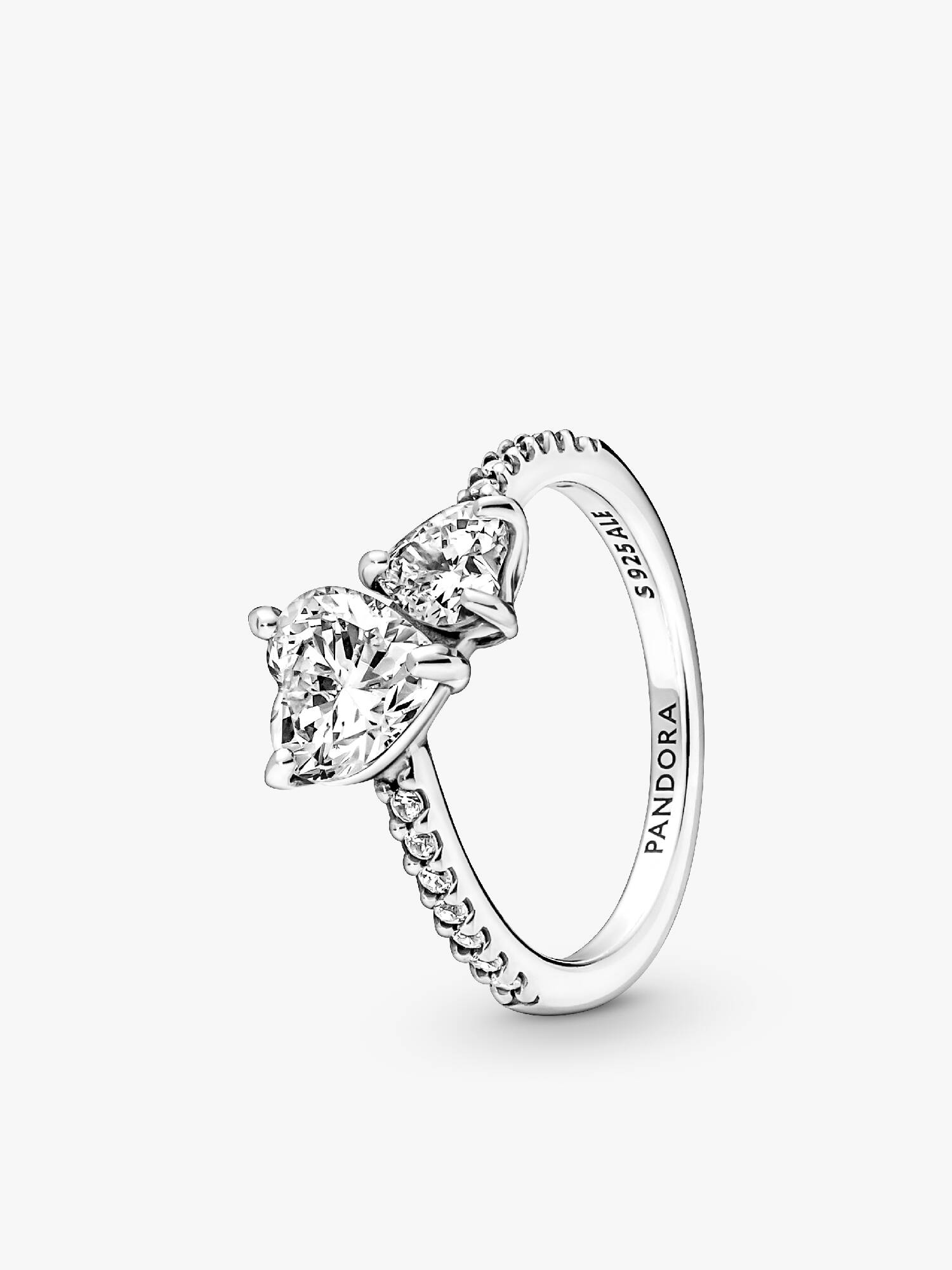 Bague Scintillante Cœur Double