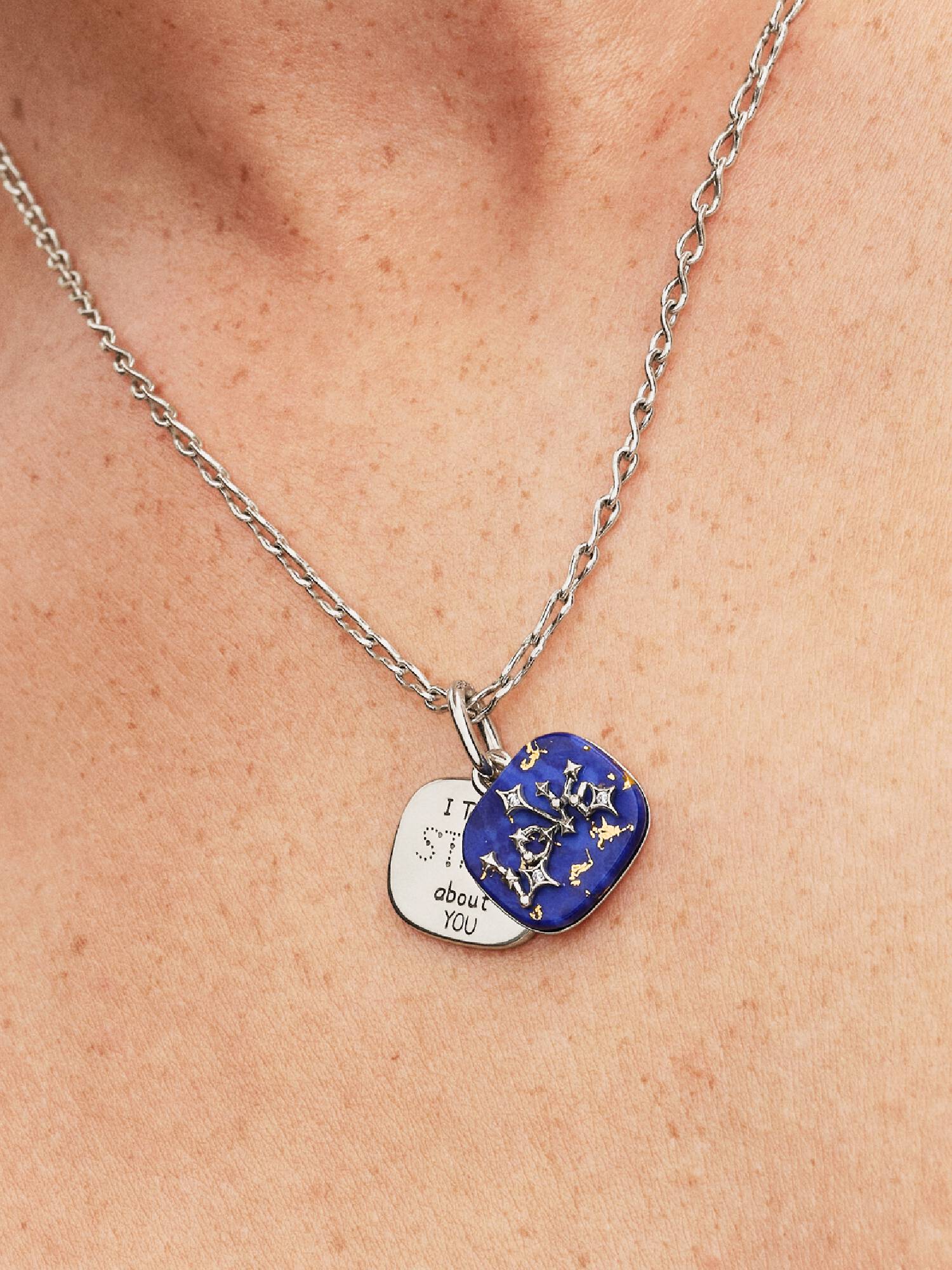 Charm Pendant Double Constellation Love Bleu Céleste