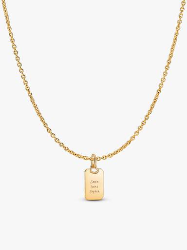 Collier Composé Doré à l'Or Pendentif Rectangulaire Gravable