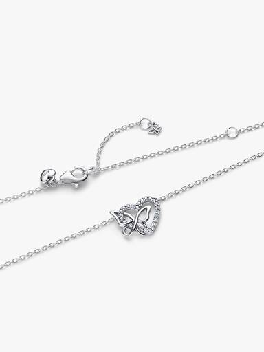Collier avec Pendentif Cœur et Papillon Entrelacés