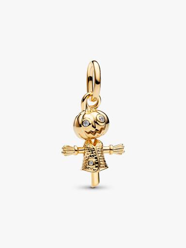 Charm Pendant Épouvantail Citrouille Doré