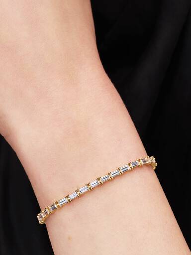 Bracelet Rivière Baguette Scintillant Doré
