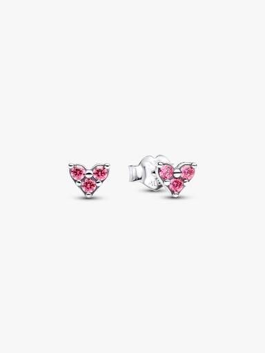 Clous d’Oreilles Cœur Trio de Pierres Roses