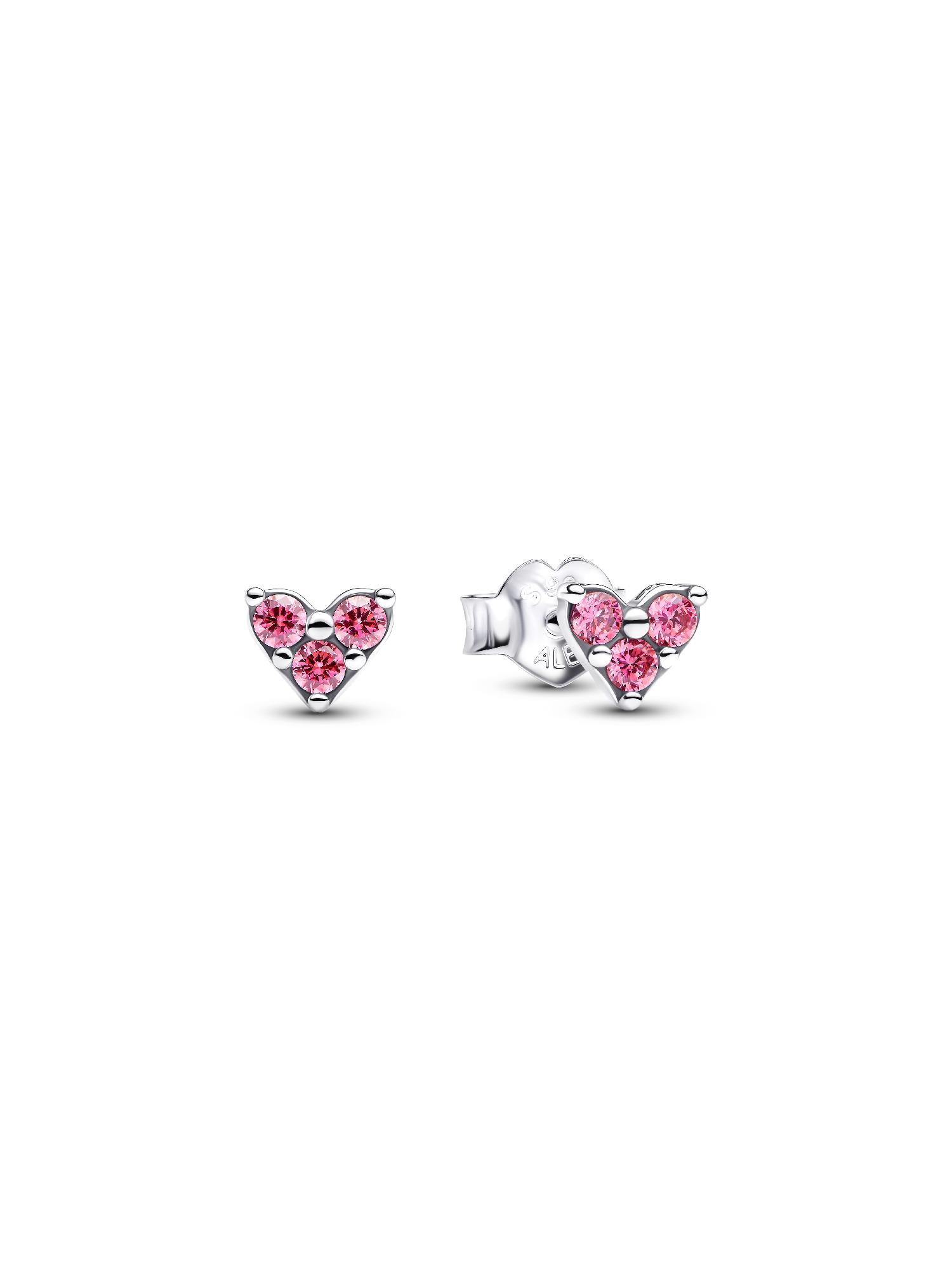 Clous d’Oreilles Cœur Trio de Pierres Roses
