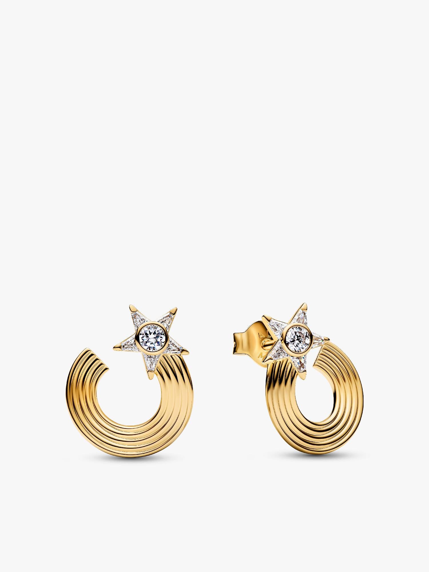 Clous d’Oreilles Étoile Filante Scintillante Dorés
