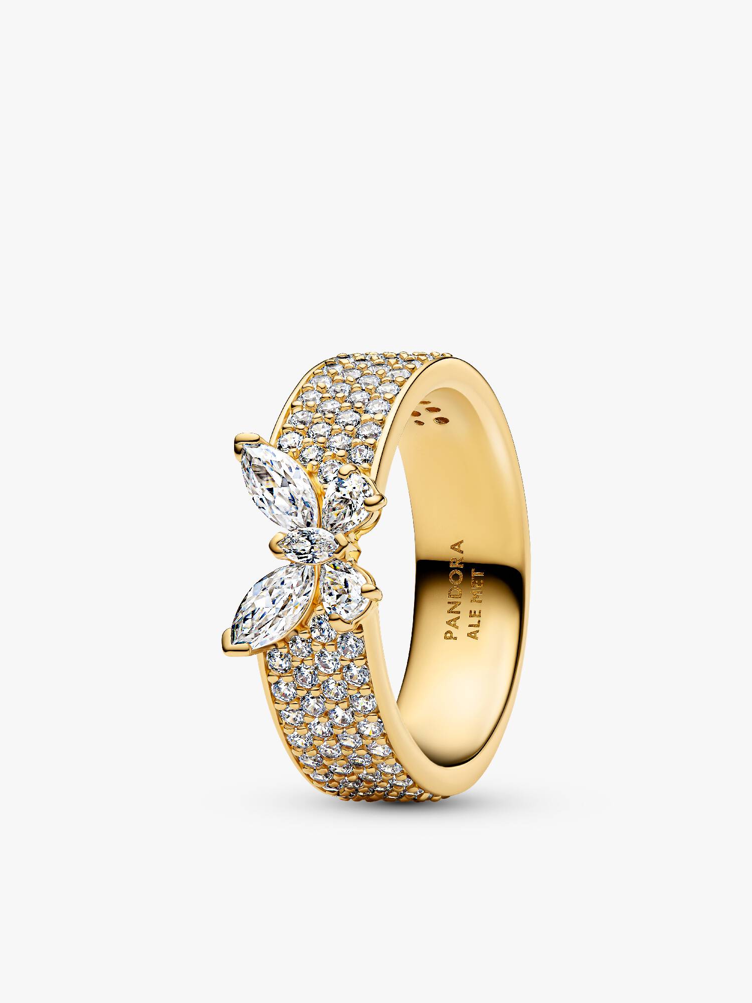 Bague Cocktail Papillon Scintillant Dorée