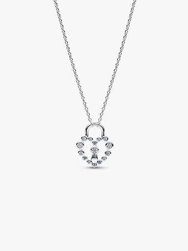 Collier avec Pendentif Cadenas Cœur Scintillant