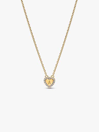 Collier Cœur Halo Gravable Doré