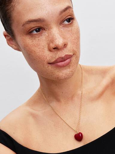 Charm Pendant Cœur Bombé Rouge