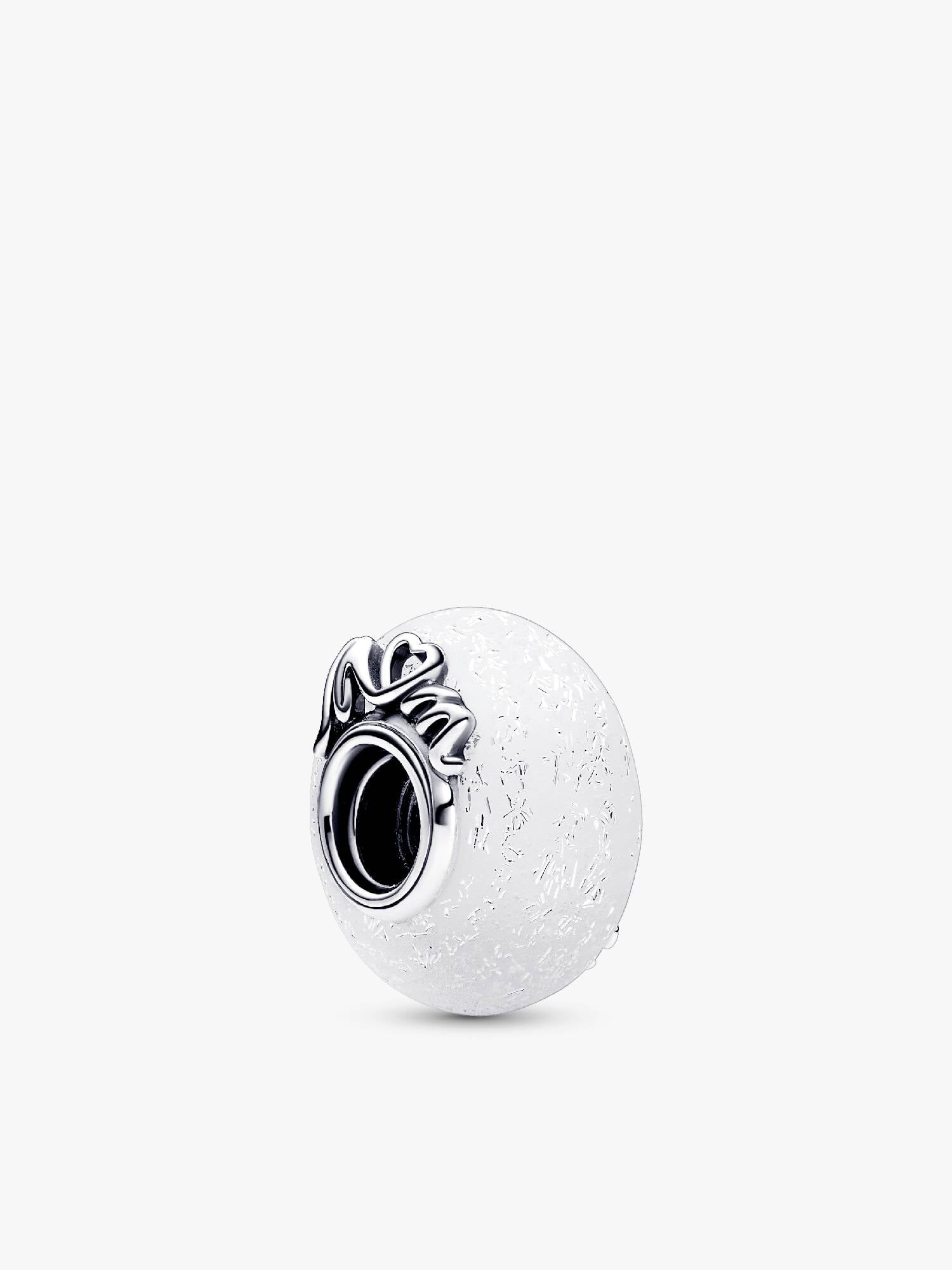 Charm Mum & Love en Verre de Murano Blanc Scintillant