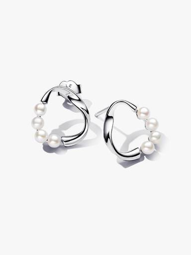 Clous d’Oreilles Cercle de Forme Organique & Perles de Culture d'Eau Douce Traitées