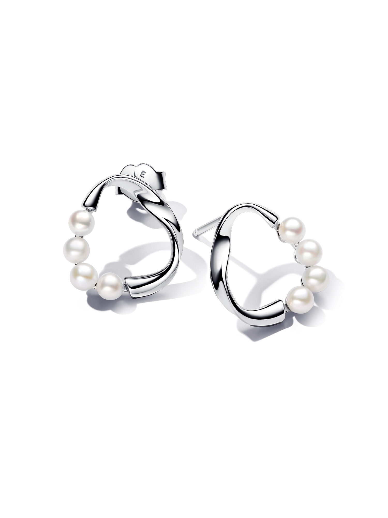 Clous d’Oreilles Cercle de Forme Organique & Perles de Culture d'Eau Douce Traitées