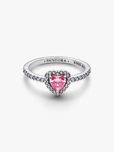 Bague Cœur Rose Surélevé
