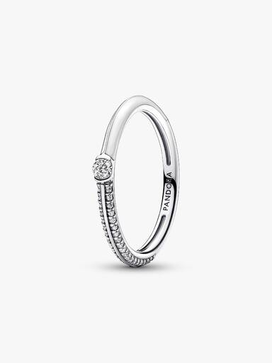 Bague Double Pavée & Blanche