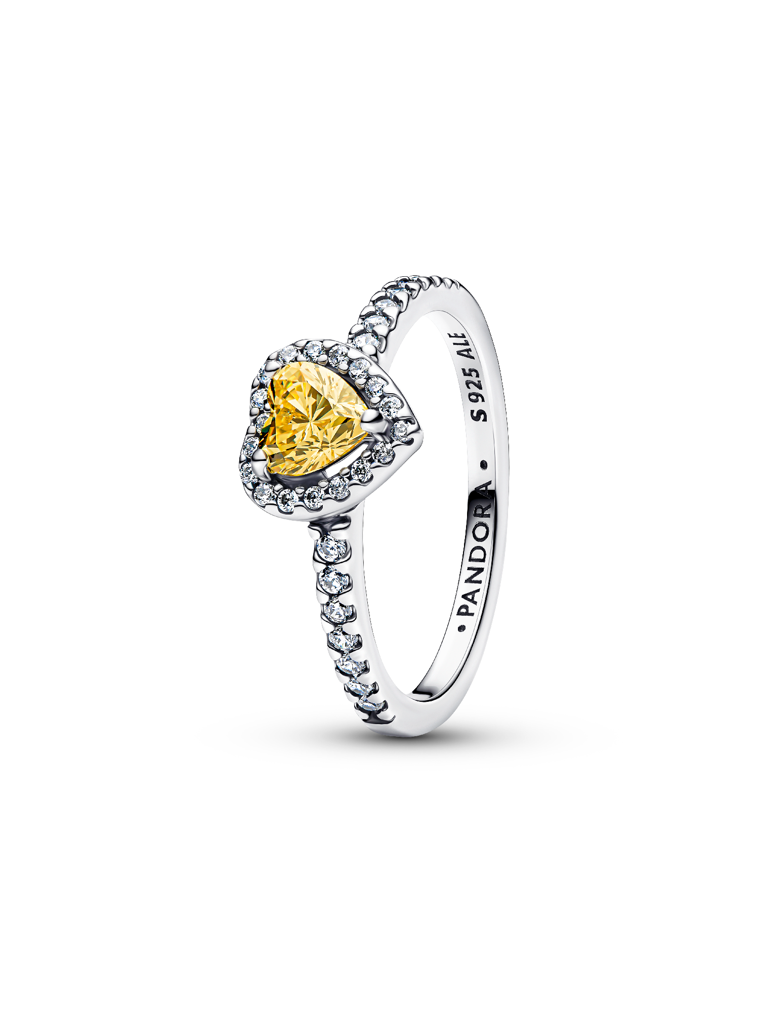 Bague Cœur Surélevé Jaune Scintillant