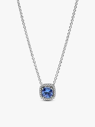Parure Collier & Clous d'Oreilles Halo Bleu Carré Scintillant