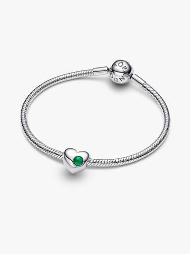 Charm Cœur Pierre Verte Gravable
