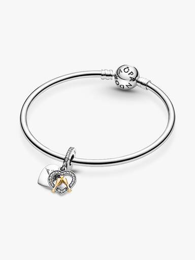 Charm Pendant Joyeux Anniversaire de Mariage Bicolore