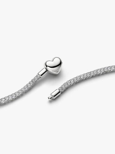 Collier Maille Tissée Scintillante Fermoir Cœur