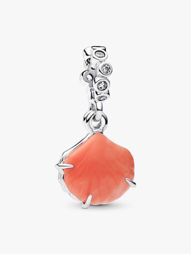 Charm Pendant Double Coquillage Couleur Corail