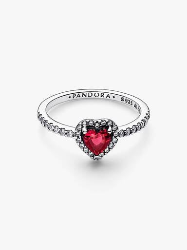 Bague Cœur Rouge Surélevé
