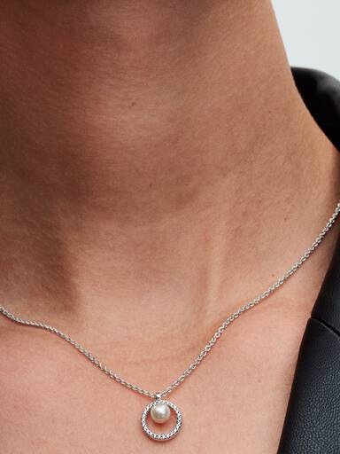 Collier Perle de Culture d'Eau Douce Traitée & Pavé