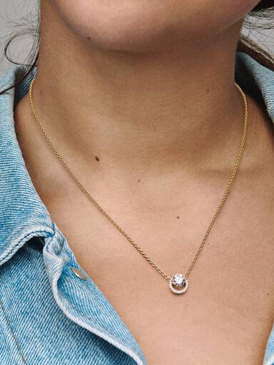 Collier Pendentif Halo Rond Scintillant