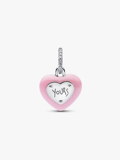 Charm Pendant Cadenas Cœur Céramique Rose