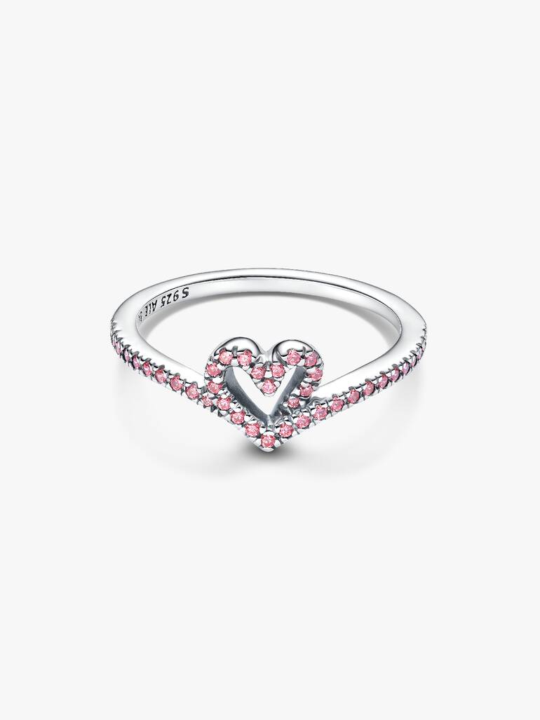 Bague Cœur Rose Chevron Scintillante