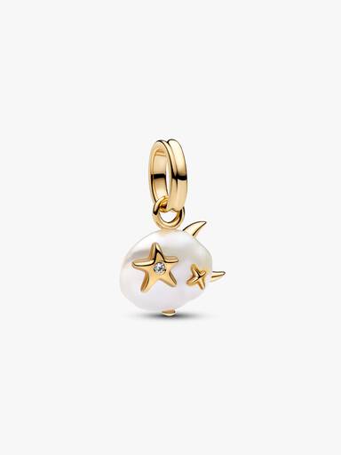 Charm Pendant Nuage et Perle de Culture d’Eau Douce Traitée Baroque Doré