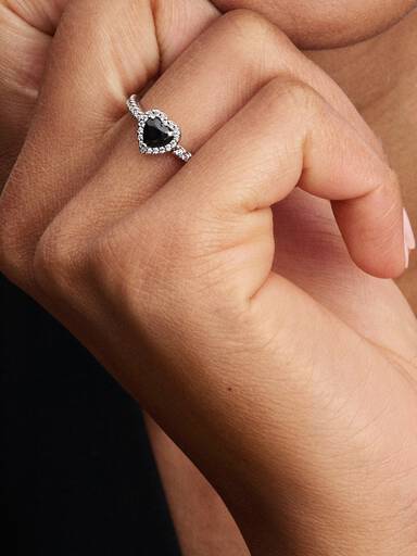 Bague Cœur Noir Surélevé