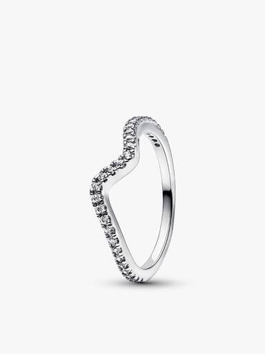 Ensemble de Bagues Vague et Cœur Double Scintillantes Argent Massif