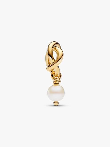 Charm Pendant Triple Cercle de l'Éternité Perle de Culture d’Eau Douce Traitée