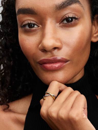 Bague Double Bicolore de Forme Organique