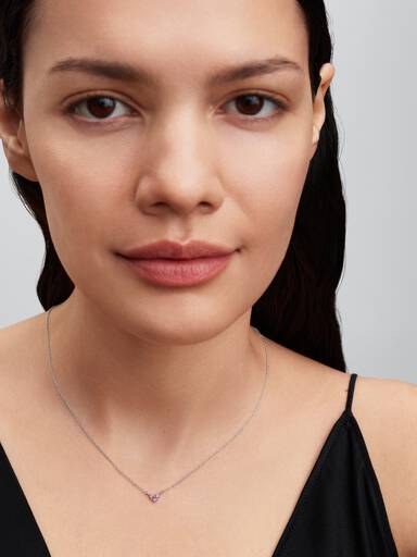 Collier Cœur Trio de Pierres Roses