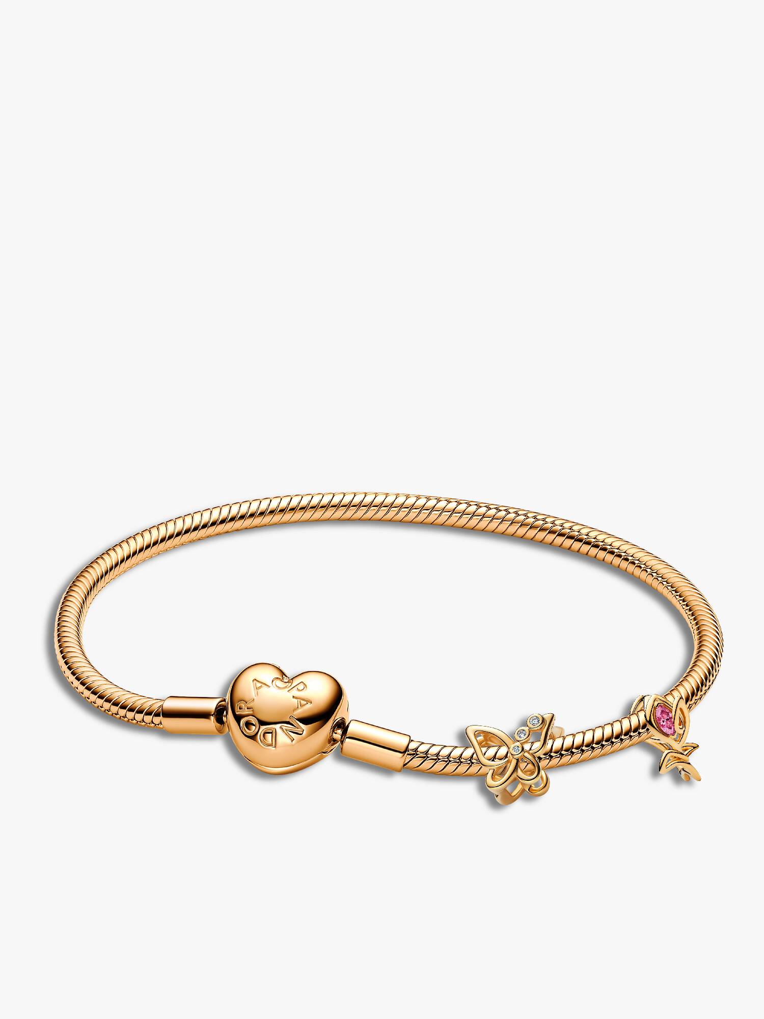 Coffret Cadeau Bracelet Cœur et Charms Papillon & Tulipe en Filigrane