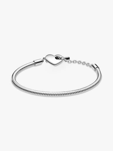 Bracelet Maille Serpent Barre en T Cœur