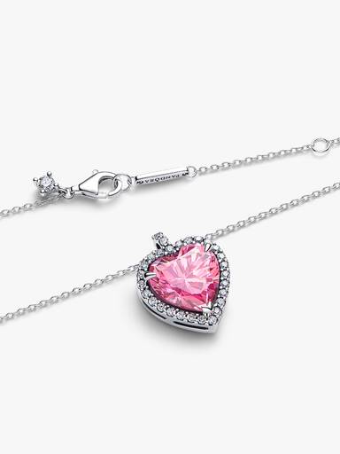 Collier Cœur Halo Rose