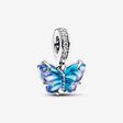 Charm Pendant Papillon en Verre de Murano Bleu
