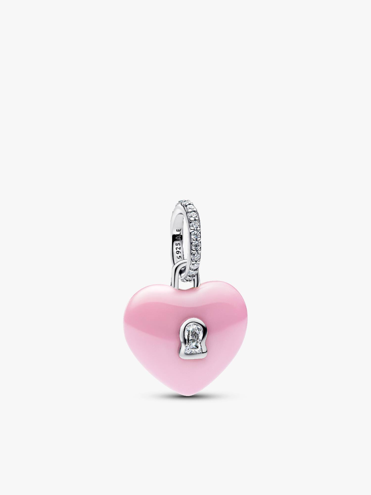 Charm Pendant Cadenas Cœur Céramique Rose