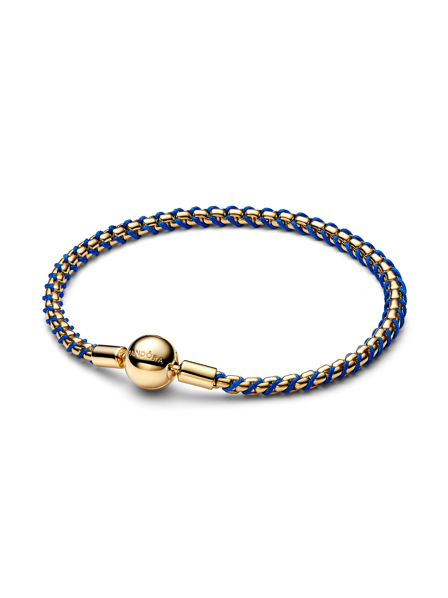 Bracelet Maille Vénitienne et Cordon Bleu Azur Doré