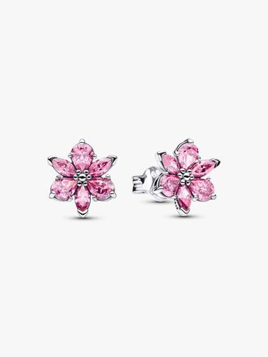Clous d’Oreilles Fleur Rose Herbier Scintillant