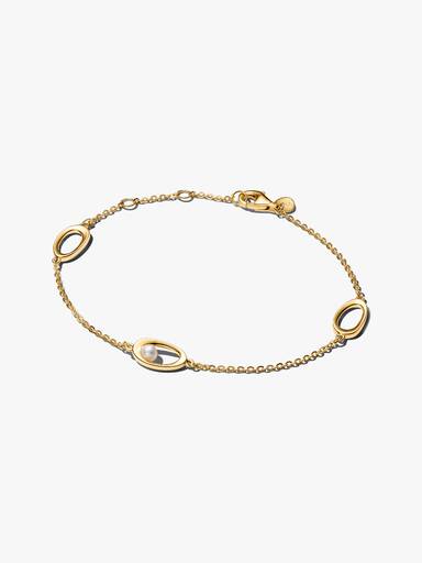 Bracelet Ovales Organiques et Perle de Culture d’Eau Douce Traitée Doré