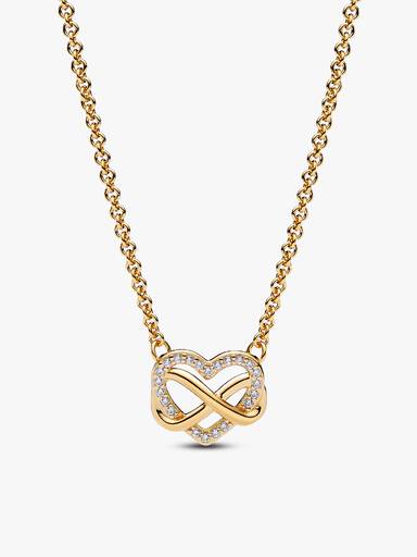 Parure Dorée à l'Or Collier et Clous d'Oreilles Cœur Infini Scintillants