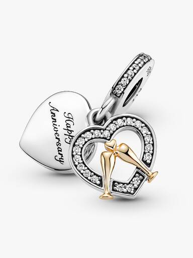Charm Pendant Joyeux Anniversaire de Mariage Bicolore