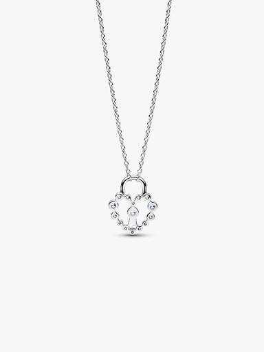 Collier avec Pendentif Cadenas Cœur Scintillant